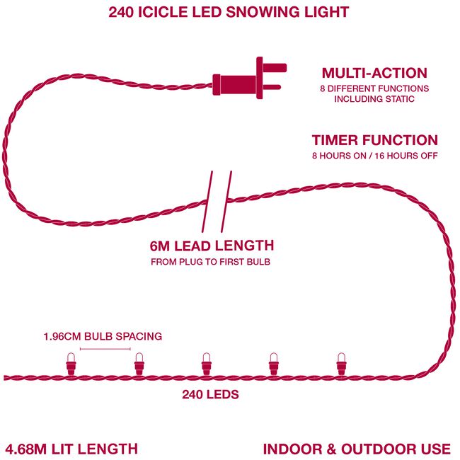 240 Icicle LED Snowing Lights - White