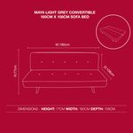 Maya Light Grey Convertible 180cm x 108cm Sofa Bed