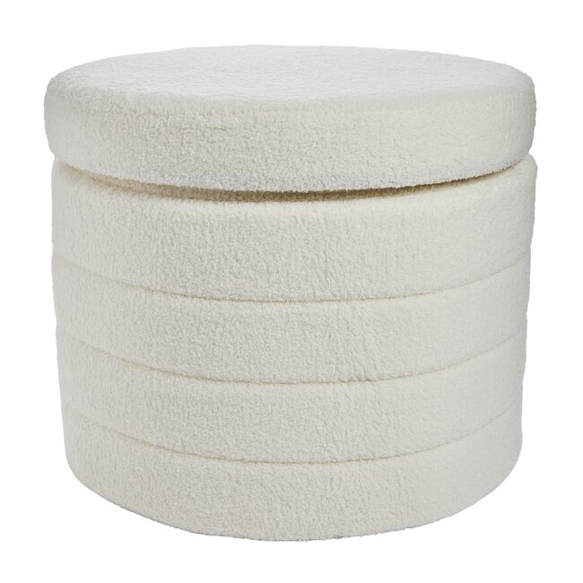 BOUCLE NATURAL FOLDING STORAGE Ottoman with Table