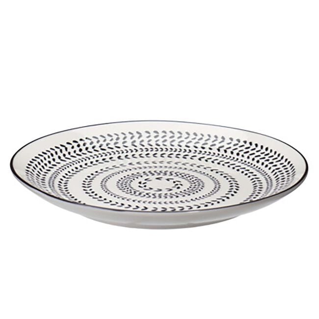 Siaki Cream & Black Printed 27cm Dinner Plate