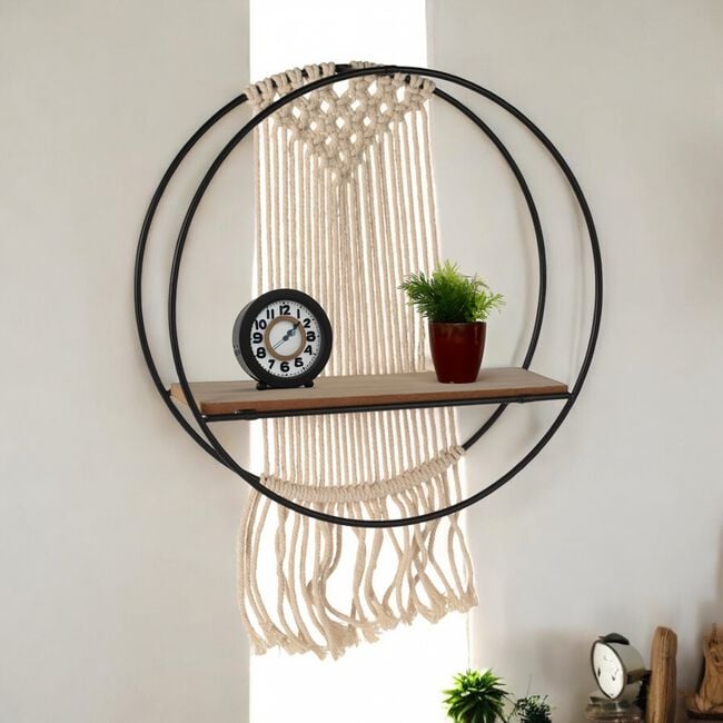 Macrame Circular Floating Wall Shelf