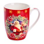 Love Christmas Santa & Poinsettia Mug