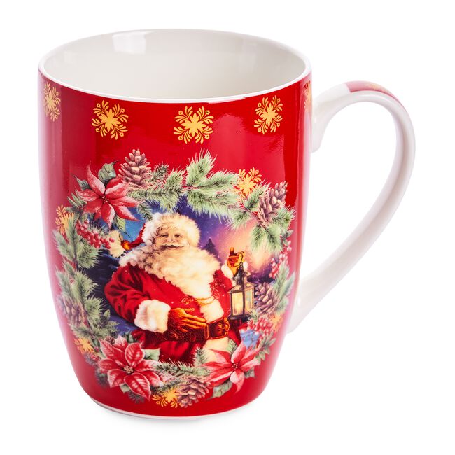 Love Christmas Santa & Poinsettia Mug