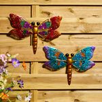 Glitter Dragonfly Garden Wall Art Set of 2