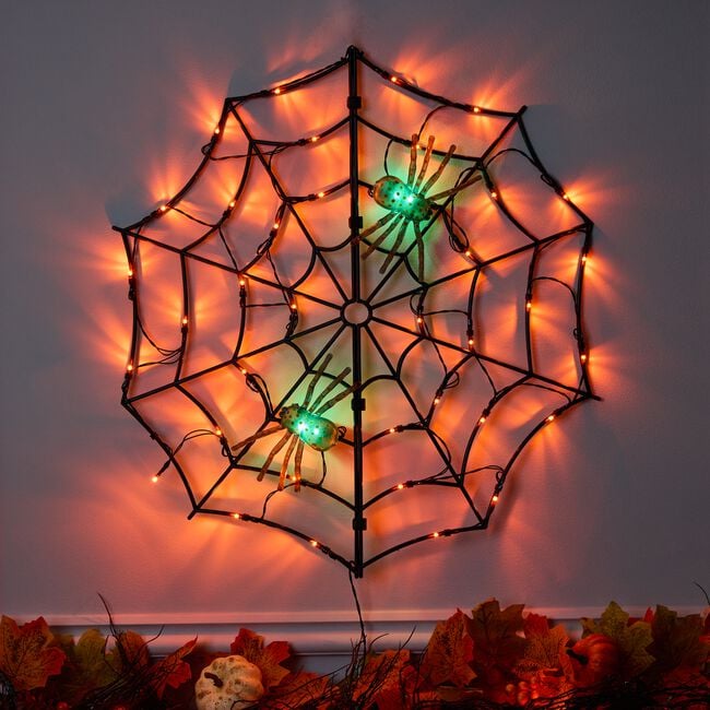 40 LED Spider Web with Orange Lights