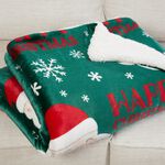 Ruane Snowy Santa Sherpa Green Throw 127cm x 152cm