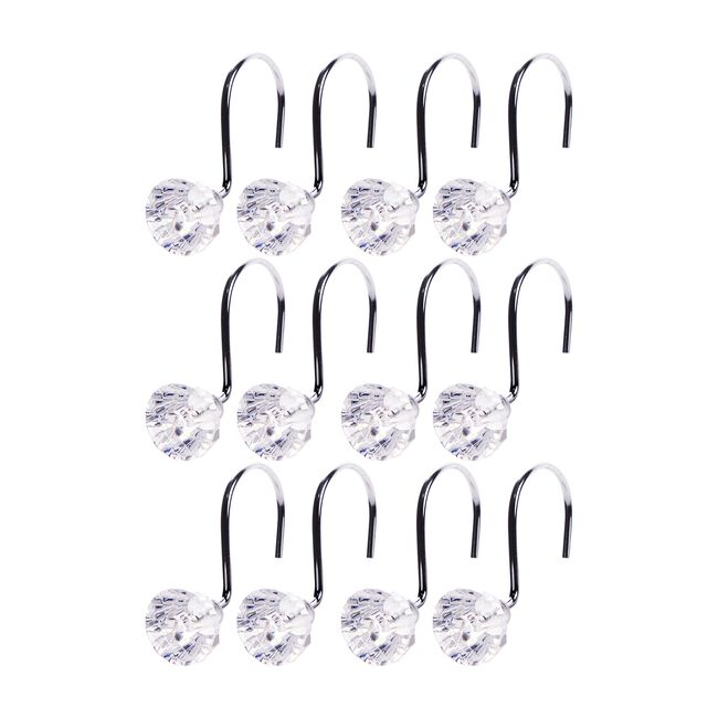 Crystal Chrome Shower Hooks - 12pk