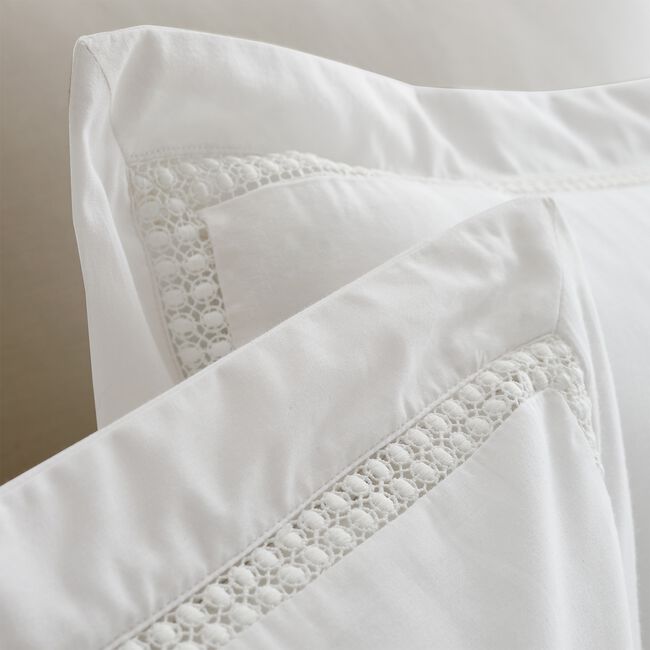 BIANCA SINGLE DUVET COVER Oxford Lace Trim White