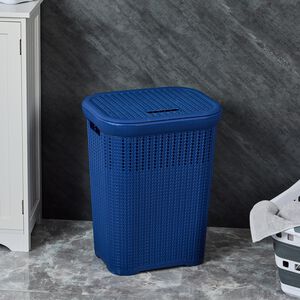 Navy Knit Laundry Hamper 