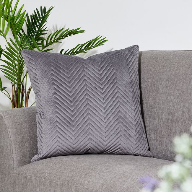 Triangle Stitch Cushion 58x58cm - Grey