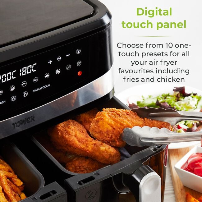 Tower Vortx 9L Black Dual Basket Air Fryer
