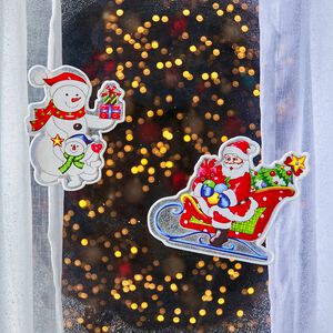 Christmas Santa & Snowman Window Stickers 2 Pack