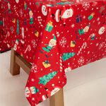 Santa's Workshop PVC Table Cloth 160cmx230cm - Red