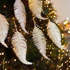 8 Pack Gold Feathers Christmas Tree Decoration