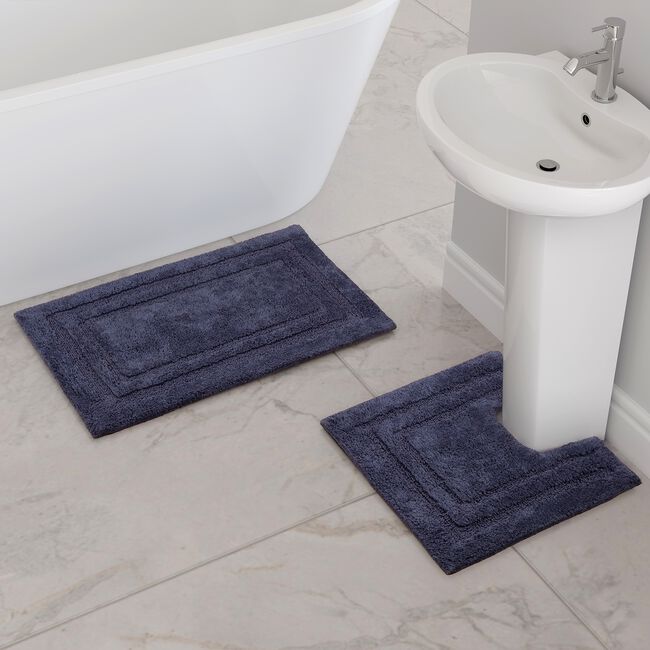 COTTON BORDER BLUE GRANITE 50x80 Bath Mat