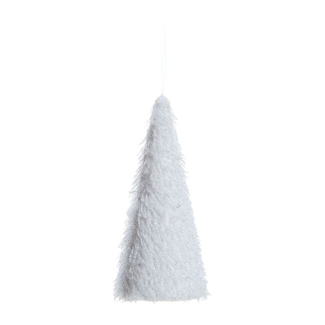 Feathered Cone Christmas Tree Decoration - White