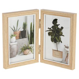 Double Photo Frame Natural 4x6 Inch