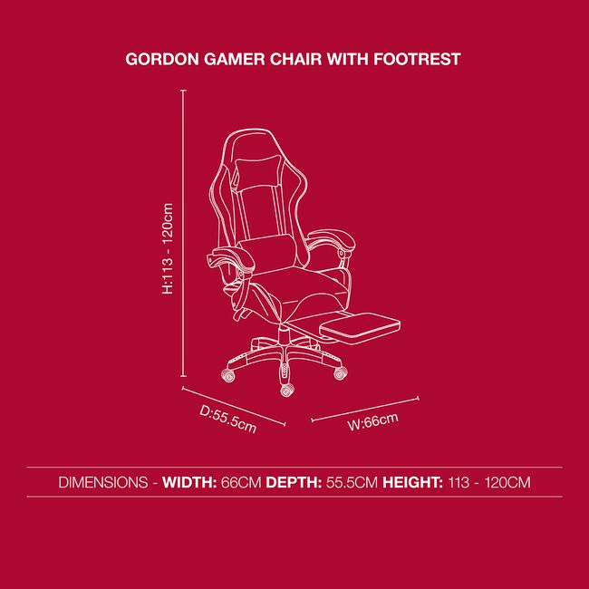 Gordon Gamer Chair with Footrest