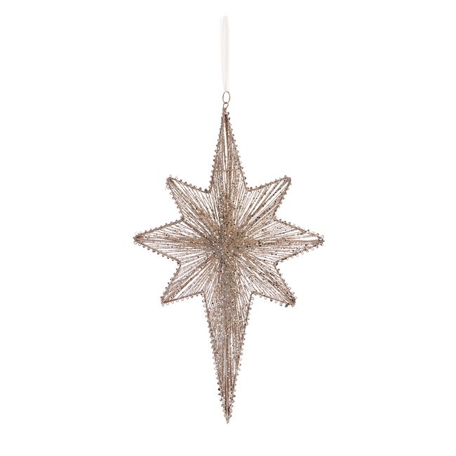 Gold Glitter Christmas Star Hanging Decoration