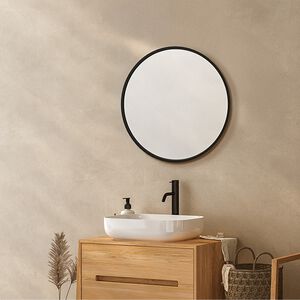Black Round Mirror 50cm