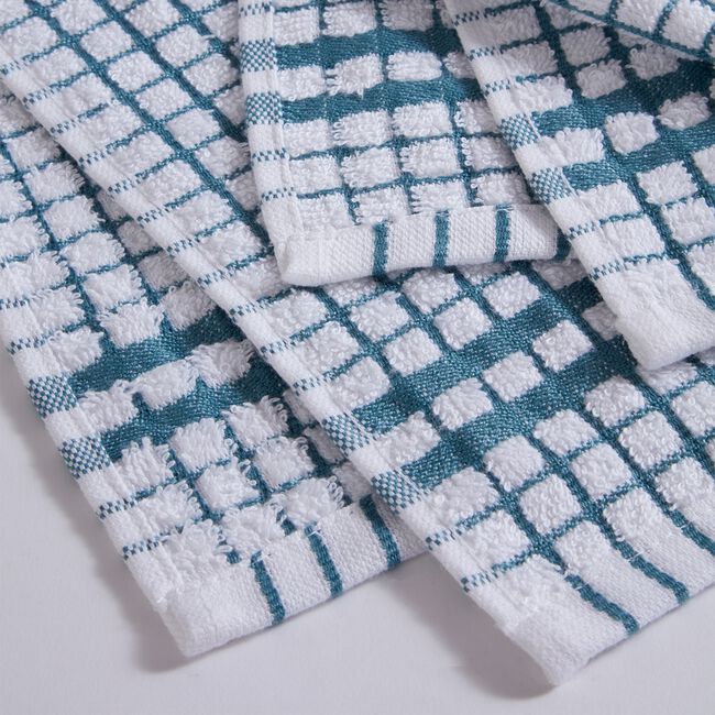 Mono Check Tea Towels 2 Pack - Duck Egg 