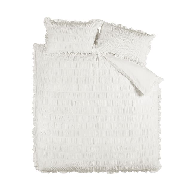 CATHERINE LANSFIELD SINGLE DUVET COVER Seersucker Frill White