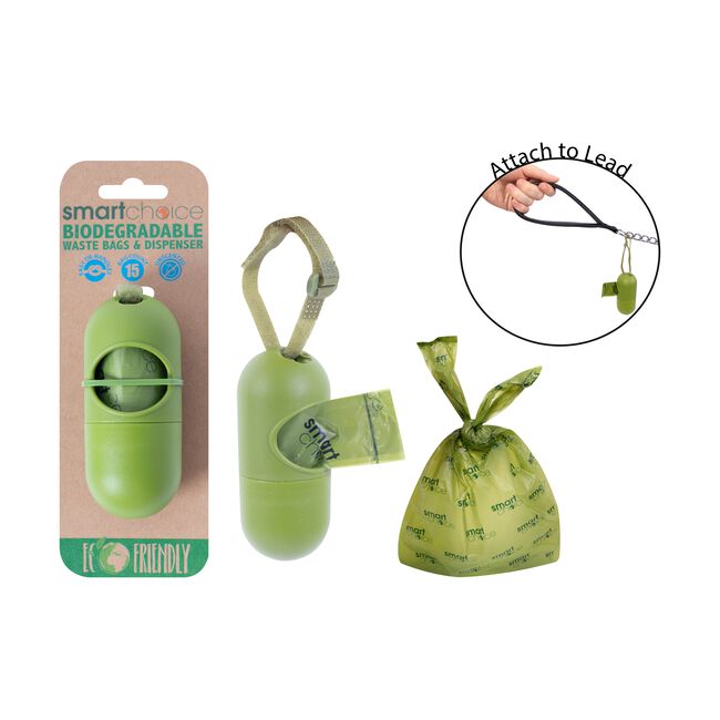 Biodegradable Poop Bags & Dispenser - 15 Pack