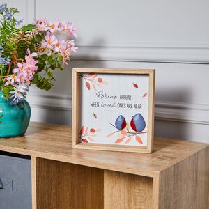 Robin Wooden Framed Square Plaque