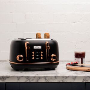 Haden Heritage 4 Slice Black and Rose Gold Toaster