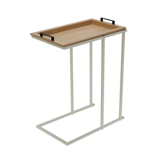 Side Table with Removable Tray - White Frame
