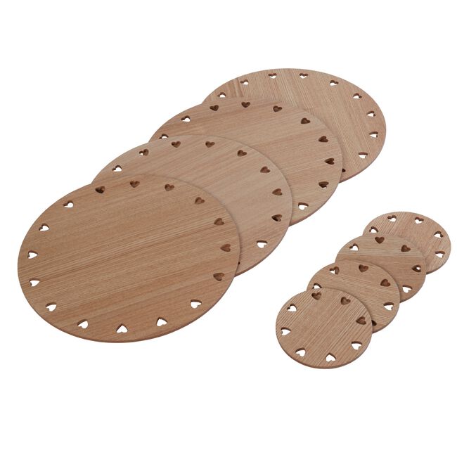 Round Wooden Hearts Placemats 4 Pack 