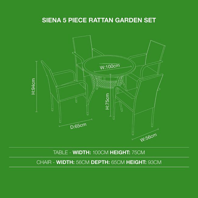 Siena 5 Piece Rattan Dining Set