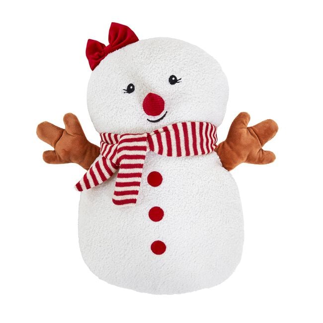 Snowgirl with Scarf Christmas Cushion