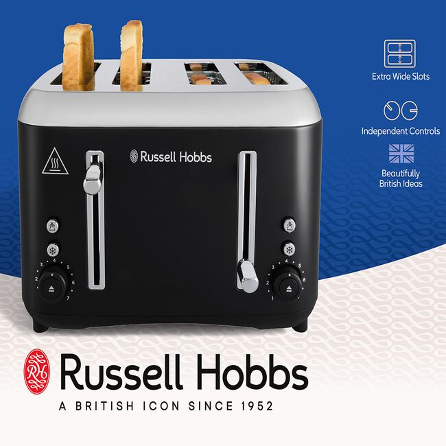 Russell Hobbs Addison Black 4 Slice Toaster