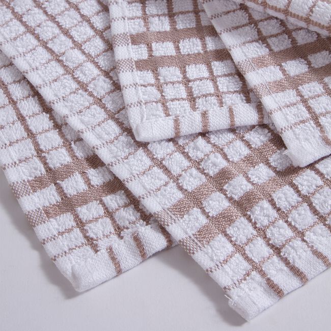 Mono Check Tea Towels 2 Pack - Natural