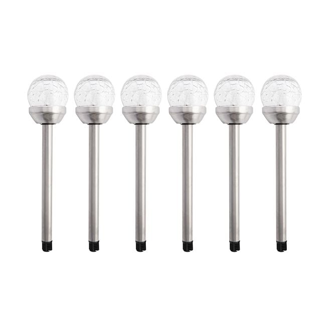 6 Mini Crackle Ball Post Solar Lights