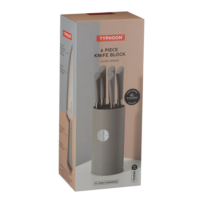 Typhoon Living Grey 5 Piece Knife Block Set