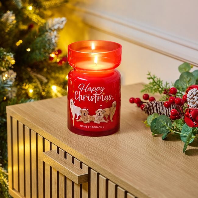 Christmas Red Dog Candle Jar