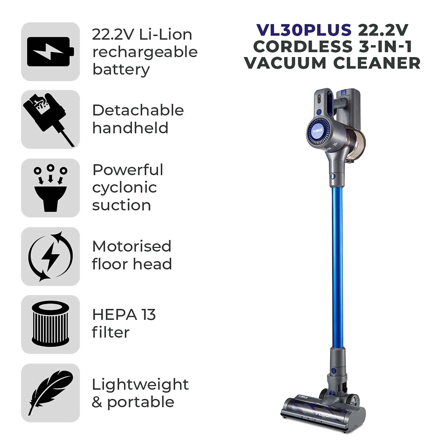 Tower VL30 Plus 3in1 Cordless Vacuum Cleaner Home Store + More
