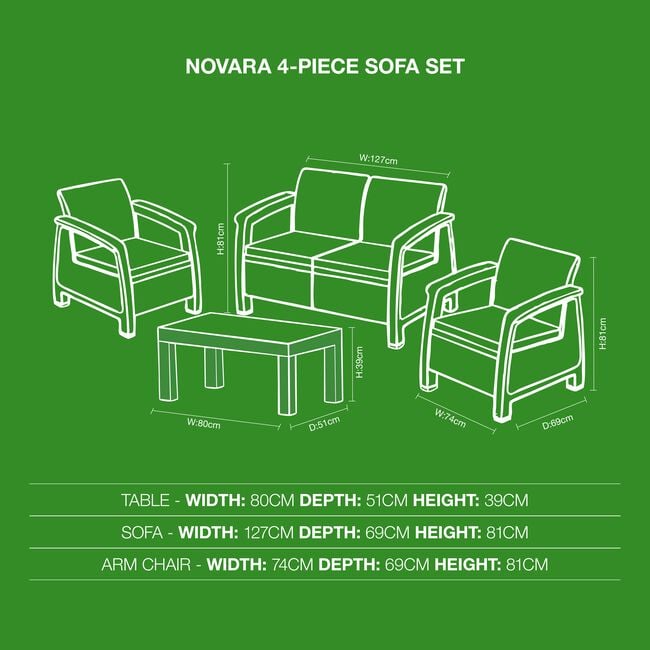 Novara 4-Piece Sofa Set