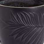 LEAF DESIGN Small Black Washed Fibre Clay Pot