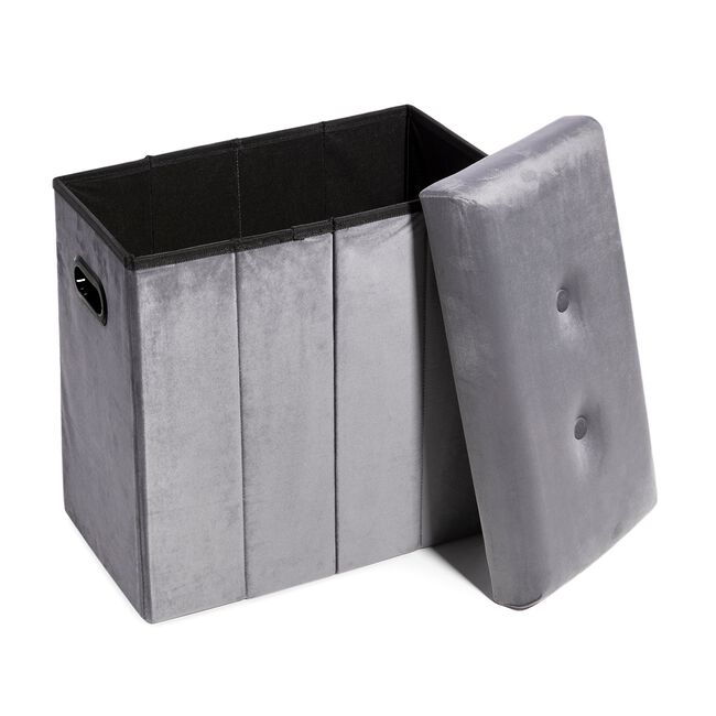 Folding Slim Storage Ottoman - Grey