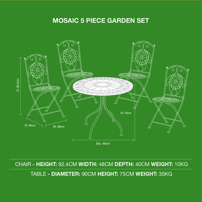 Diamond Mosaic Bistro Set 5 Piece