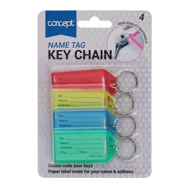 Concept Name Tag Keychains - 4 Pack