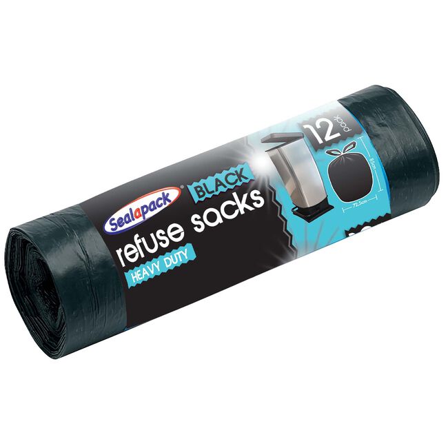 Black Refuse Sacks 12 Pack