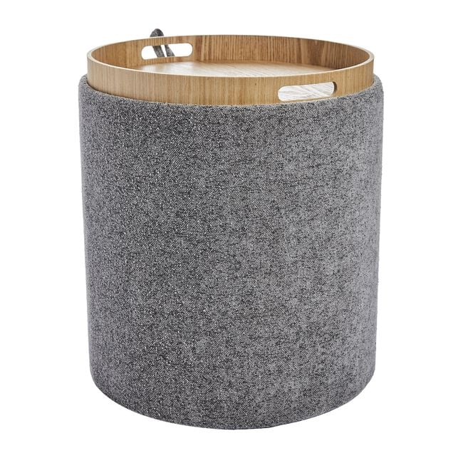 LARGE GREY OTTOMAN With Tray