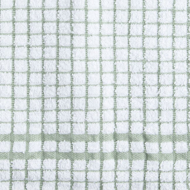 Mono Check Tea Towel 2 Pack - Sage