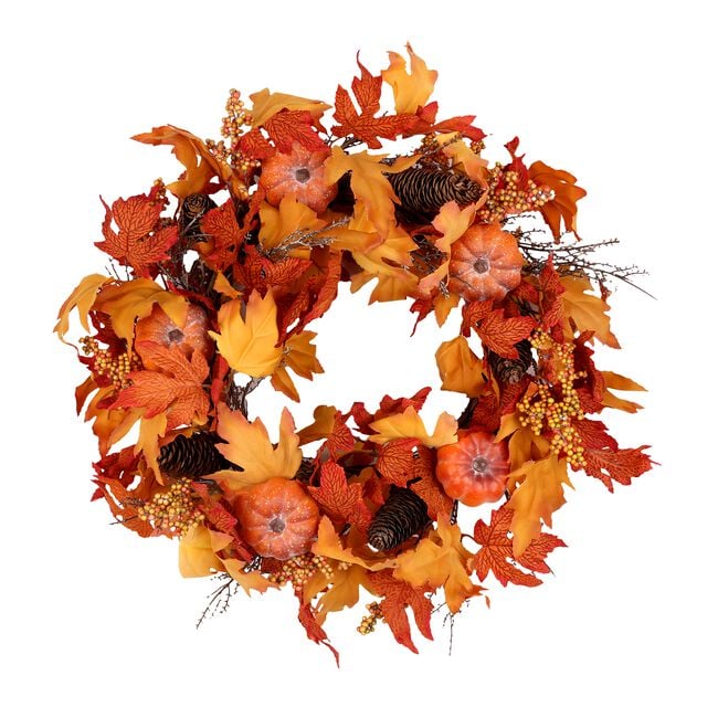 Autumn Leaf & Pumpkin Wreath