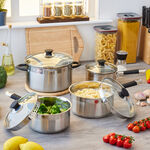 Cuisine S/Steel Draining 4 Piece Cookware Set