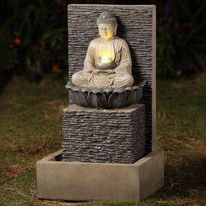 Buddha With Light Garden Water Feature
